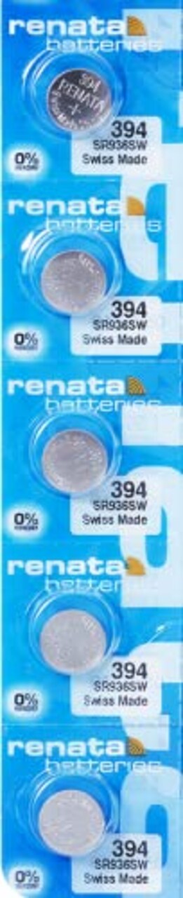 Renata Watch Battery Swiss Made Renata 394 or SR936SW Or AG9 1.5V (5 Batteries, SR 936 SW)